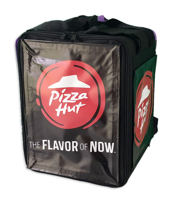 The flex advertising module is an add-on for use with backpacks and insulated delivery facilitates shifting advertising using simply the delivery side bags through velcro system