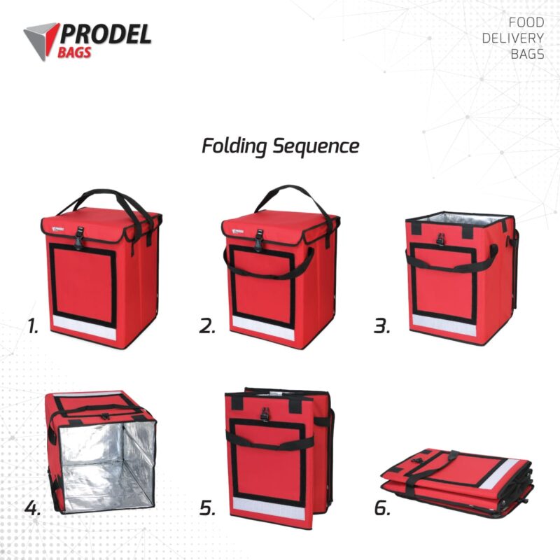 Foldable Insulated Backpack Prodel Swift LT Plus Red – 353545. thermal delivery bag for bicycle courier Uber Eats, Deliveroo, Just Eat, Globo